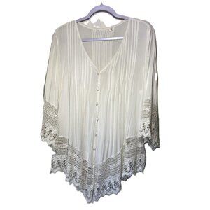 Solitaire White Crochet Blouse Size 2XL Must see!!!